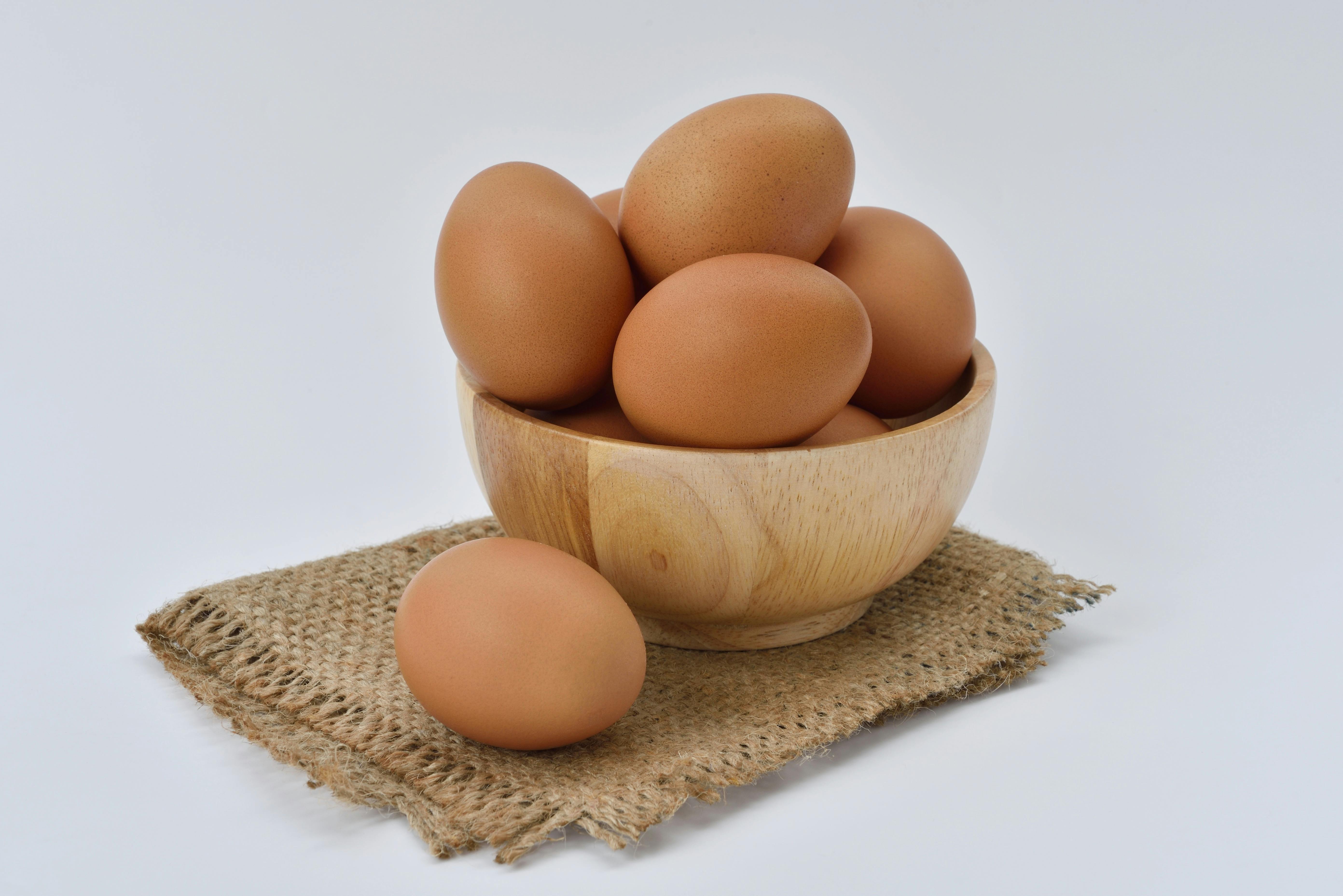 Brown eggs in a carton